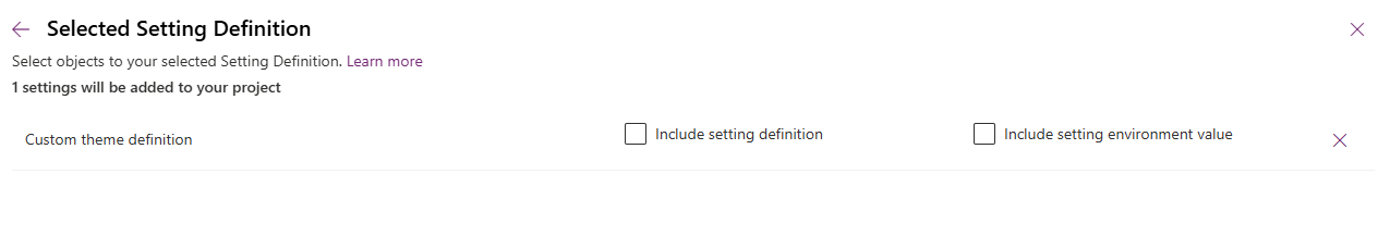 Adding existing Setting to the solution